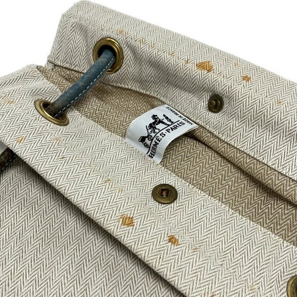 HERMES Aline II Cream Light Blue Cotton Leather Shoulder Bag - Picture 8 of 14